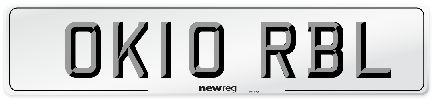OK10 RBL Number Plate from New Reg